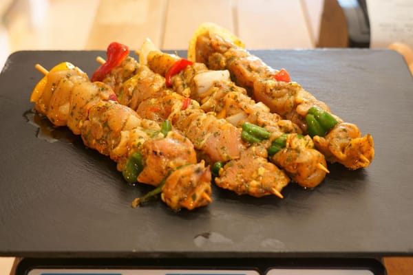 Chicken and vegetable skewers